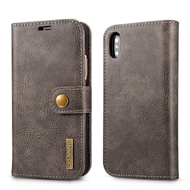 iPhone X / XS-deksel med lommebok PU-lær grå