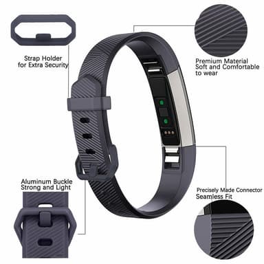 Fitbit Alta/HR armbånd i silikon - sportmodell (S) - Mørkegrå