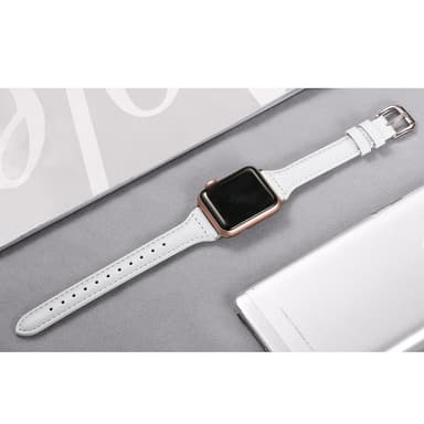 Apple Watch armbånd 38 mm ekte lær - hvitt