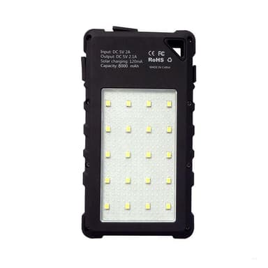 DOCA D-S8000 Powerbank sollader 8000 mAh - svart