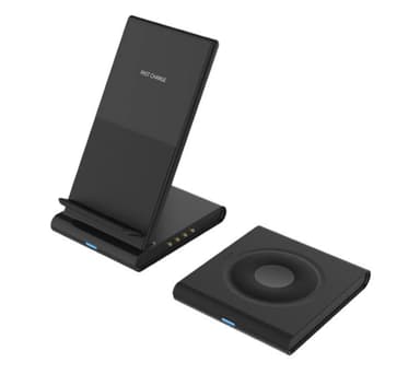 Trådløs Qi-lader for smarttelefon, Samsung smartklokke og hodetelefoner - delelig