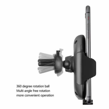 Trådløs Qi-lader - bilholder med integrert hurtiglader 10W