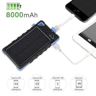 DOCA D-S8000 Powerbank solcelle lader 8000 mAh - blå