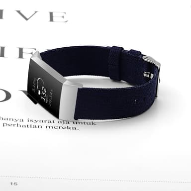 Fitbit Charge 3/4 armbånds lerret mørk blå - S