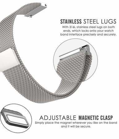 Armbånd Samsung Gear S3 Classic / S3 Frontier - 22 mm - Milanese loop - sølv