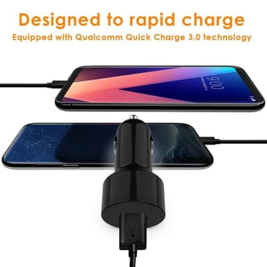 Dobbel USB-lader for bilen med Quick Charge 3.0