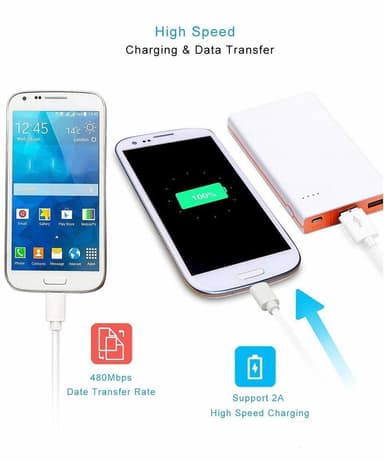 Micro USB-kabel - hvit - 2 meter