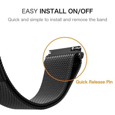 Armbånd Samsung Gear S3 Classic / S3 Frontier - 22 mm - milanesisk loop - svart
