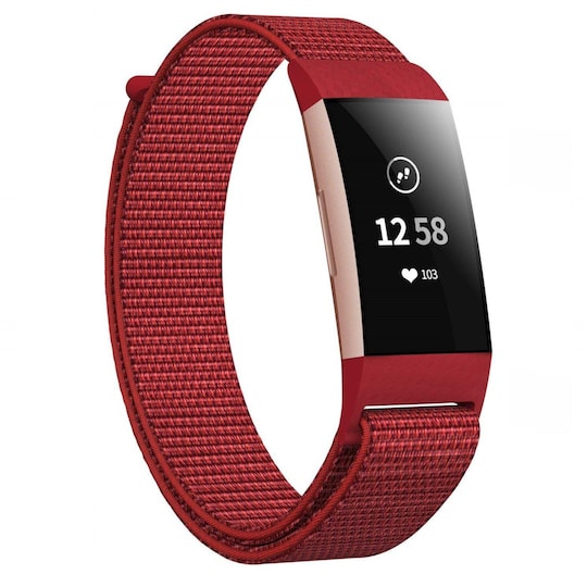 Fitbit Charge 3/4 armbånd nylon Rød