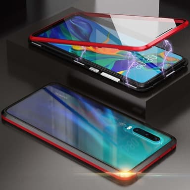 Huawei P30-deksel med skjermbeskytter Rød