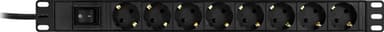 DELTACO Grenuttak, 8xCEE 7/4, 1xCEE 7/7, bryter, 3m kabel, svart