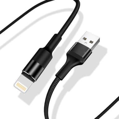 Lightning data og ladekabel - nylon - 1 m - svart