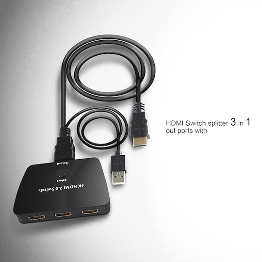 HDMI switch 3-1 med HDR, 3D og 4K (2160p)