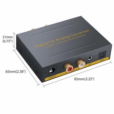 Digital til analog omformer - 2 Toslink / 2 koaksial til RCA R / L + 3,5 mm