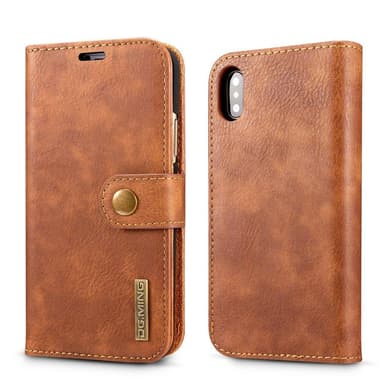 Mobiltelefon veske iPhone XS Max med magnetisk skall PU-lær - brun