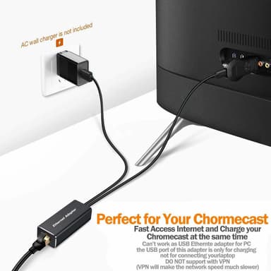 Micro USB til Ethernet-adapter 10/100 Mbps for mediaspillere