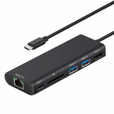 USB-C hub - USB 3.0, 4K HDMI, RJ45 Gigabit Ethernet, SD-kort, PD