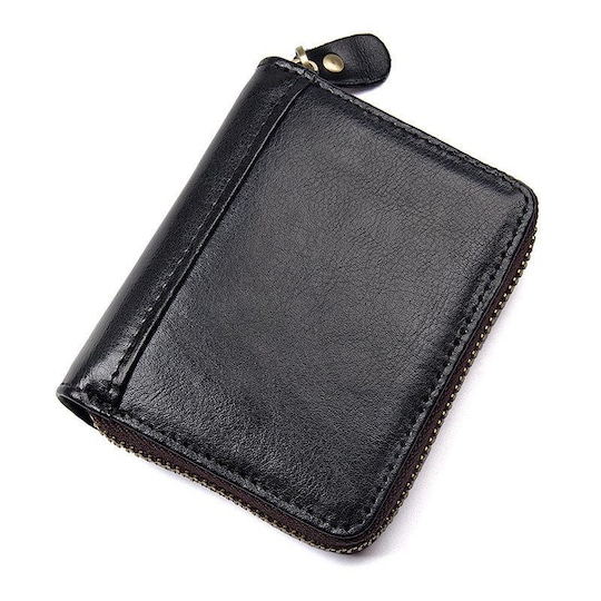 RFID kortholder / lommebok i ekte lær - svart