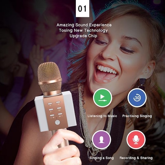 Trådløs karaoke-mikrofon med Bluetooth-høyttaler