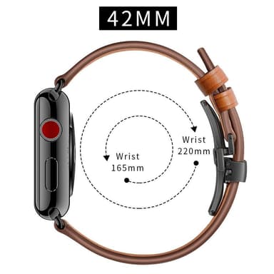 Armbånd til Apple Watch i ekte lær 42 mm - Brun