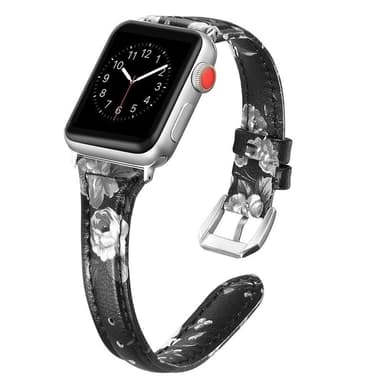 Apple Watch armbånd 38 mm ekte skinn svart / grått Elkjøp Apple Watch armbånd 38 mm ekte skinn svart / grått Elkjøp