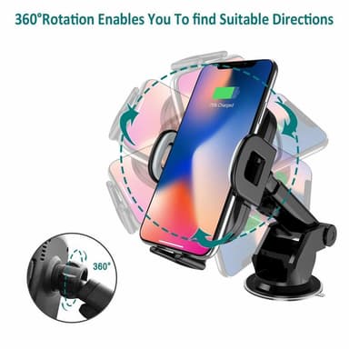 Trådløs Qi-lader mobilholder til bilen - hurtigladet IR-sensor