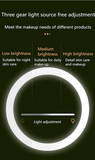 Sminkespeil med LED- og Bluetooth-høyttalere