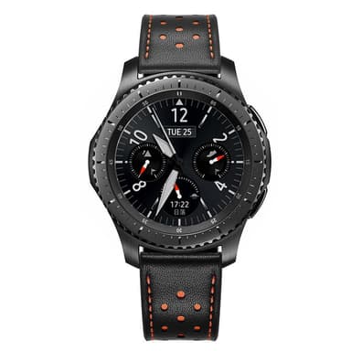 Armbånd Samsung Gear S3 Classic / S3 Frontier 22 mm Skinn Sort