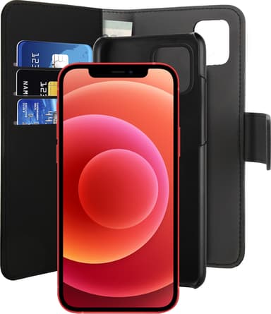 Puro 2-i-1 Wallet iPhone 12 / 12 Pro deksel (sort)