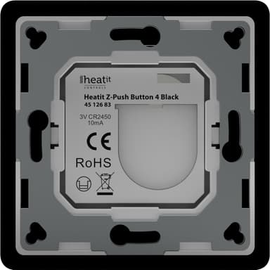 HeatIt Z-Push-bryter med 4 knapper (sort)