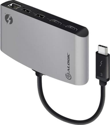 Alogic Thunderbolt 3 Dual HDMI dockingstasjon (grå)