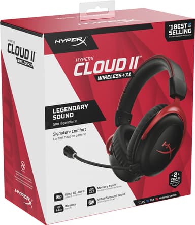 HyperX Cloud II Wireless gaming headset (sort/rød)