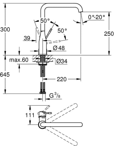 Grohe Essence blandebatteri med 1/2" kran (hard graphite)