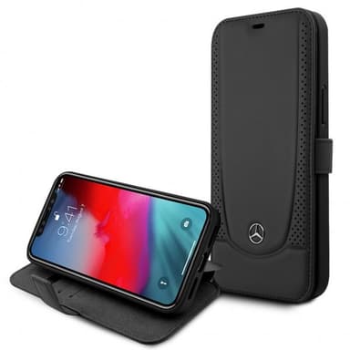 Mercedes Benz iPhone 12 Pro Max Etui Logo Perforert Svart