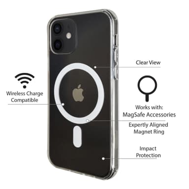 Klart deksel designet for å fungere med MagSafe til iPhone 12 mini - Clear
