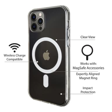 Klart deksel designet for å fungere med MagSafe til iPhone 12 Pro Max  - Clear