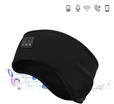 Hodebånd og sovemaske med innebygde hodetelefoner - Svart