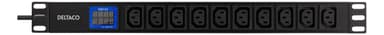 DELTACO 19 "PDU med 10x C13-kontakt, 3500W, amperemeter, aluminium, svart