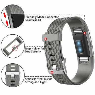 Fitbit Charge 2 armbånd silikon grå (S)
