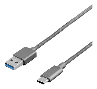 DELTACO PRIME USB-kabel, 3.1 Gen1, Type A ha, Type C ha, 1m, grå