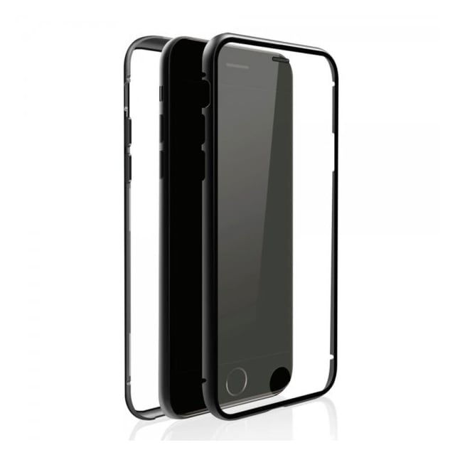 Black Rock iPhone 7/8/SE Deksel 360° Real Glass Case Svart Transparent