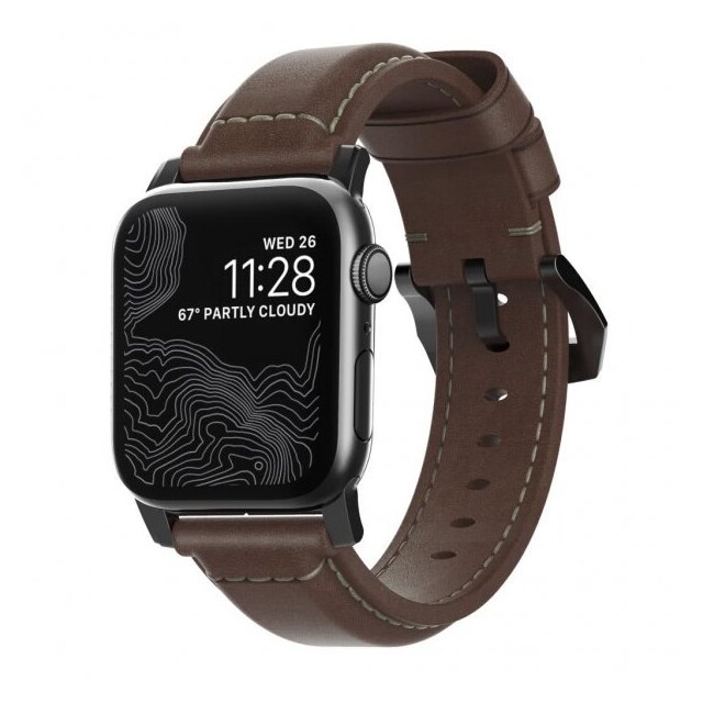 NOMAD Apple Watch 42/44mm/Apple Watch Ultra Armbånd Traditional Strap Svart/Rustic Brown