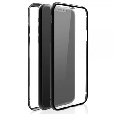 Black Rock iPhone Xr Deksel 360° Real Glass Case Svart Transparent