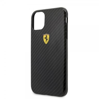Ferrari iPhone 11 Deksel Karbonfibertekstur Gul Logo Svart