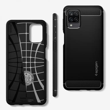Spigen Samsung Galaxy A12 Deksel Rugged Armor Matte Black