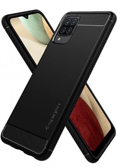 Spigen Samsung Galaxy A12 Deksel Rugged Armor Matte Black