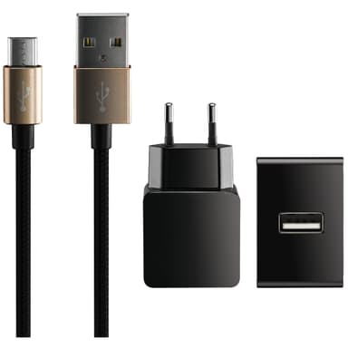 Sandstrøm Micro USB rask vegglader (sort/gull)