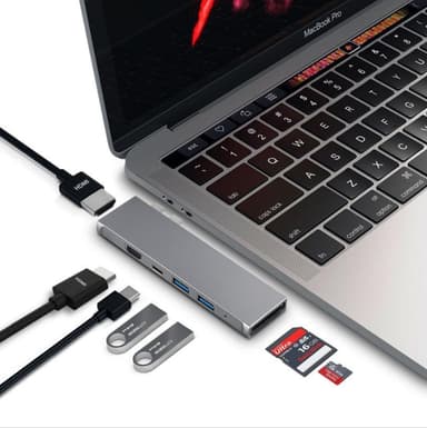 Dobbel USB-C Thunderbolt 3 Multiport-adapter 7 porter