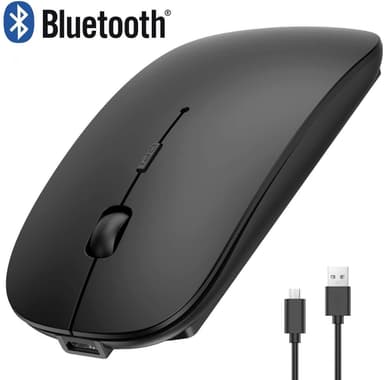 Trådløs datamus - Bluetooth, oppladbar, svart