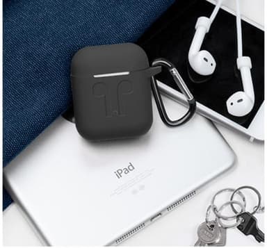 Veske til AirPods 1/2 med snor og skjell - Svart